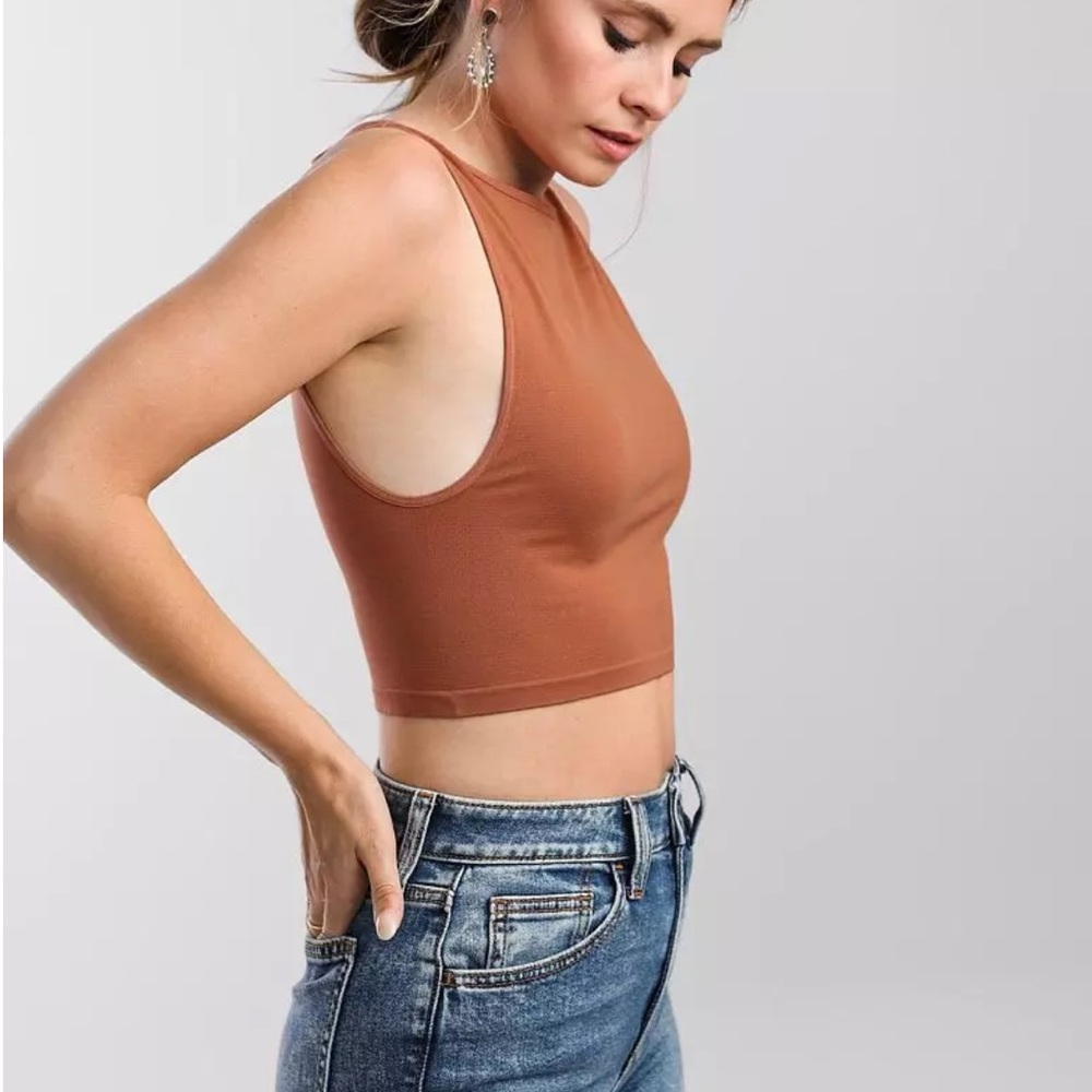Intimately Free People Boatneck Cropped Brami Terra Cotta Bralette M/L